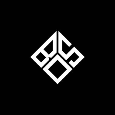 Siyah arka planda BOS harfi logo tasarımı. BOS yaratıcı harflerin baş harfleri logo kavramı. BOS harf tasarımı.
