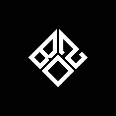 Siyah arka planda BOZ harfi logo tasarımı. BOZ yaratıcı harflerin baş harfleri logo kavramı. BOZ harf tasarımı.