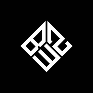 Siyah arkaplanda BWZ harf logosu tasarımı. BWZ yaratıcı harflerin baş harfleri logo kavramı. BWZ harf tasarımı.