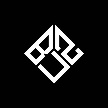 Siyah arka planda BUZ harf logosu tasarımı. BUZ yaratıcı harf logosu konsepti. BUZ harf tasarımı.