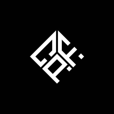 Siyah arkaplanda CPF harf logosu tasarımı. CPF yaratıcı harflerin baş harfleri logo kavramı. CPF harf tasarımı.