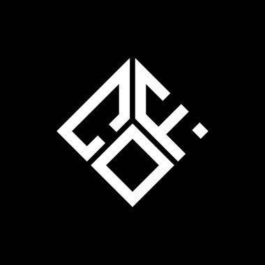 Siyah arkaplanda COF harf logosu tasarımı. COF yaratıcı harflerin baş harfleri logo kavramı. COF harf tasarımı.