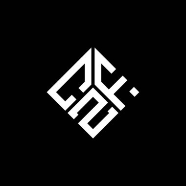 Siyah arka planda CZF harf logosu tasarımı. CZF yaratıcı harf logosu konsepti. CZF harf tasarımı.