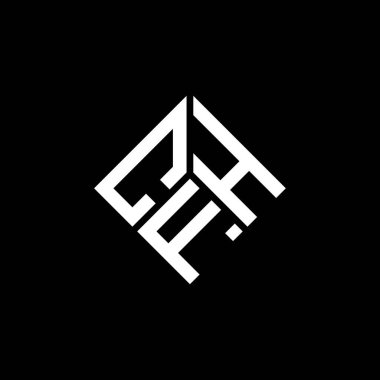 Siyah arka planda CFH harf logosu tasarımı. CFH yaratıcı harflerin baş harfleri logo kavramı. CFH harf tasarımı.