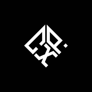 Siyah arkaplanda CXP harf logosu tasarımı. CXP yaratıcı harflerin baş harfleri logo kavramı. CXP harf tasarımı.