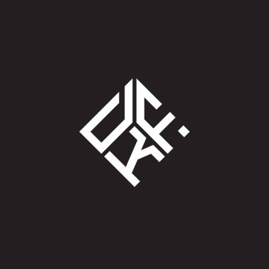 Siyah arka planda DKF harf logosu tasarımı. DKF yaratıcı harflerin baş harfleri logo kavramı. DKF harf tasarımı.