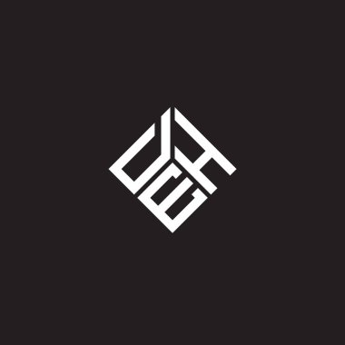 Siyah arkaplanda DEH harf logosu tasarımı. DEH yaratıcı harflerin baş harfleri logo kavramı. DEH harf tasarımı.