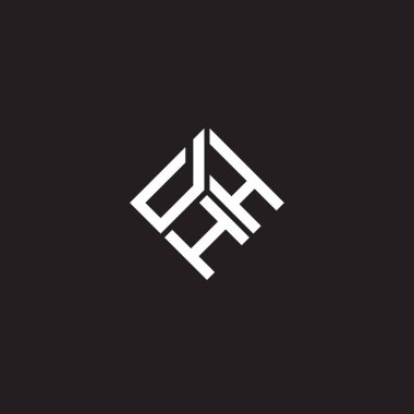 Siyah arka planda DHH harf logosu tasarımı. DHH yaratıcı harflerin baş harfleri logo kavramı. DHH harf tasarımı.