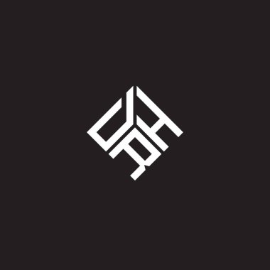 Siyah arkaplanda DRH harf logosu tasarımı. DRH yaratıcı harflerin baş harfleri logo kavramı. DRH harf tasarımı.
