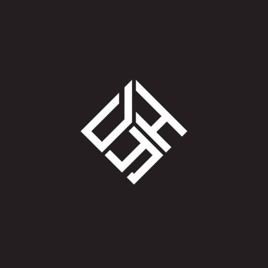 Siyah arka planda DYH harf logosu tasarımı. DYH yaratıcı harflerin baş harfleri logo kavramı. DYH harf tasarımı.
