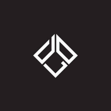 Siyah arka planda DLO harf logosu tasarımı. DLO yaratıcı harflerin baş harfleri logo kavramı. DLO harf tasarımı.