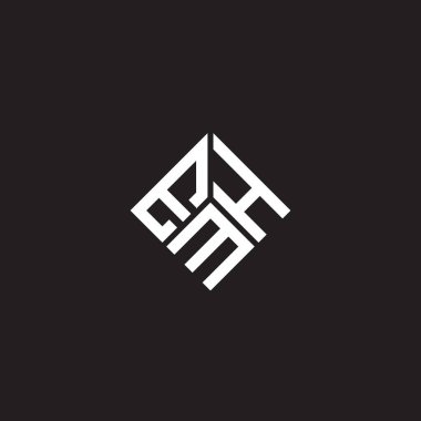 Siyah arka planda EMH harf logosu tasarımı. EMH yaratıcı harflerin baş harfleri logo konsepti. EMH harf tasarımı.