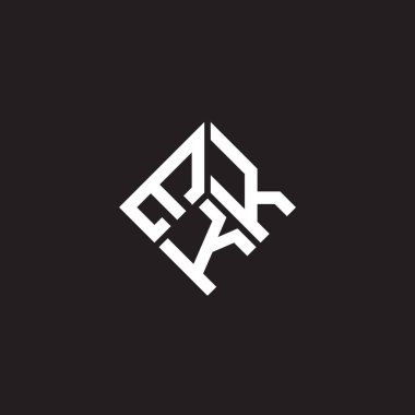 Siyah arkaplanda EKK harf logosu tasarımı. EKK yaratıcı harflerin baş harfleri logo kavramı. EKK harf tasarımı.