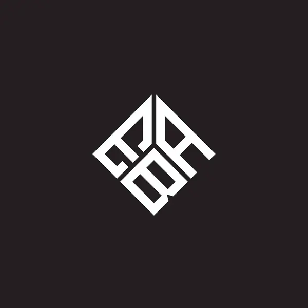 Diseño Del Logotipo Carta Eba Sobre Fondo Negro Eba Iniciales — Vector de stock