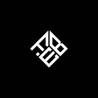 Siyah arka planda FEB harfi logo tasarımı. FEB yaratıcı harflerin baş harfleri logo konsepti. FEB harf tasarımı.