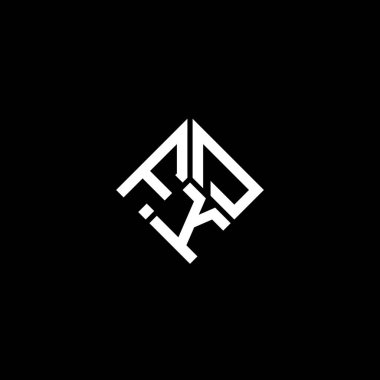 Siyah arka planda FKD harf logosu tasarımı. FKD yaratıcı harflerin baş harfleri logo konsepti. FKD harf tasarımı.