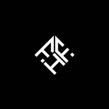 Siyah arka planda FHF harf logosu tasarımı. FHF yaratıcı harflerin baş harfleri logo kavramı. FHF harf tasarımı.