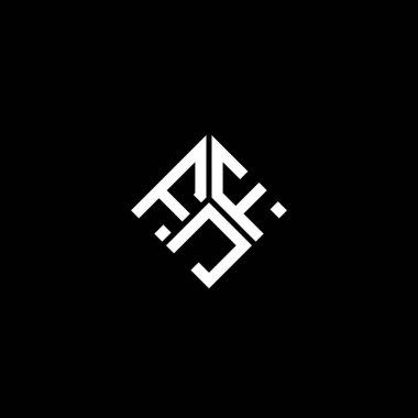 Siyah arka planda FJF harf logosu tasarımı. FJF yaratıcı harflerin baş harfleri logo kavramı. FJF harf tasarımı.