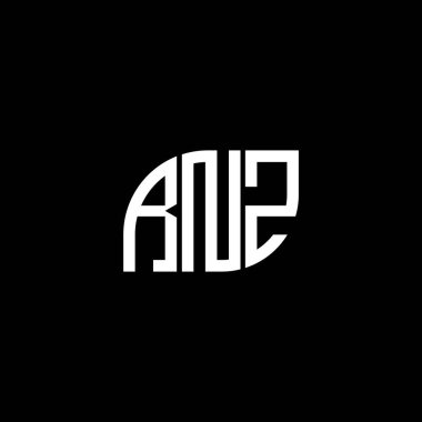 Siyah arka planda RNZ harf logosu tasarımı. RNZ yaratıcı harflerin baş harfleri logo kavramı. RNZ harf tasarımı.