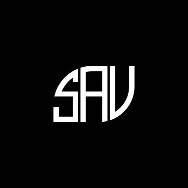 Siyah arka planda SAV harfi logosu tasarımı. SAV yaratıcı harf logosu konsepti. SAV harf tasarımı.