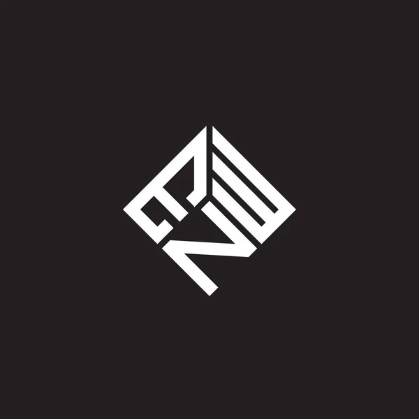Enw Harfi Logo Tasarımı Siyah Arkaplan Üzerine Enw Yaratıcı Harflerin — Stok Vektör