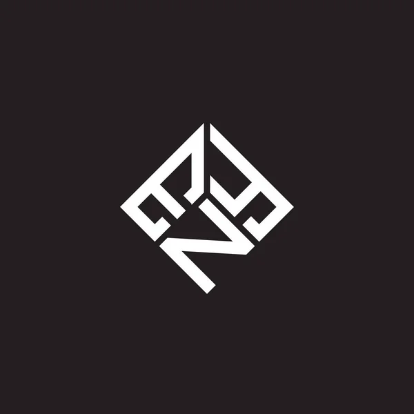 Diseño Del Logotipo Carta Eny Sobre Fondo Negro Eny Iniciales — Vector de stock