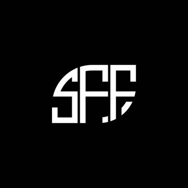 Siyah arka planda SFF harf logosu tasarımı. SFF yaratıcı harflerin baş harfleri logo kavramı. SFF harf tasarımı.