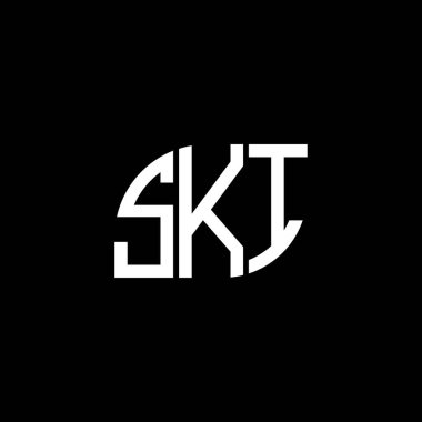 Siyah arka planda SKI harf logosu tasarımı. SKI yaratıcı harflerin baş harfleri logo kavramı. SKI harf tasarımı.