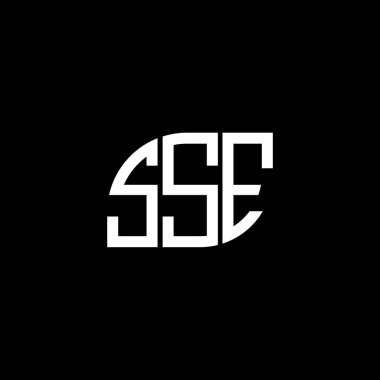 Siyah arka planda SSE harfi logo tasarımı. SSE yaratıcı harflerin baş harfleri logo kavramı. SSE harf tasarımı.