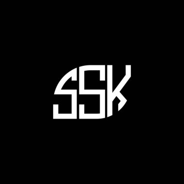 Siyah arkaplanda SSK harf logosu tasarımı. SSK yaratıcı harflerin baş harfleri logo kavramı. SSK harf tasarımı.