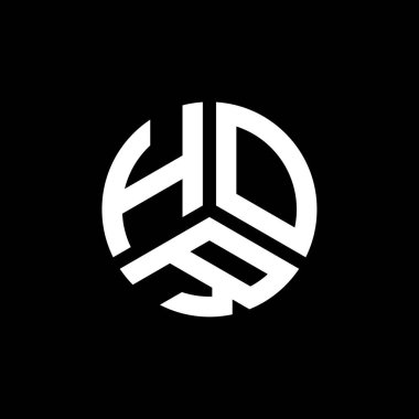 Beyaz arka planda HOR harf logosu tasarımı. HOR yaratıcı harflerin baş harfleri logo kavramı. HOR harf tasarımı.