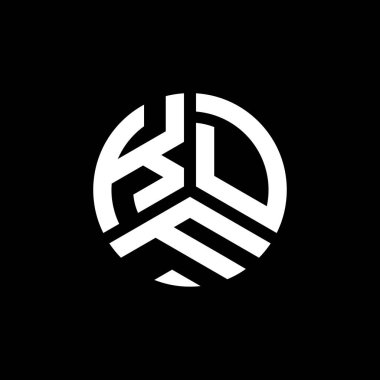 Siyah arkaplanda KDF harf logosu tasarımı. KDF yaratıcı harflerin baş harfleri logo kavramı. KDF harf tasarımı.