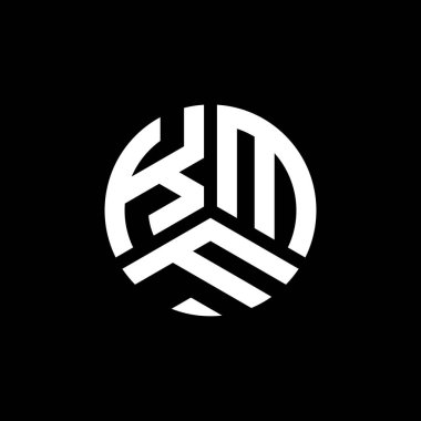 Siyah arkaplanda KMF harf logosu tasarımı. KMF yaratıcı harflerin baş harfleri logo kavramı. KMF harf tasarımı.