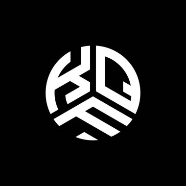 Siyah arkaplanda KQF harf logosu tasarımı. KQF yaratıcı harflerin baş harfleri logo kavramı. KQF harf tasarımı.