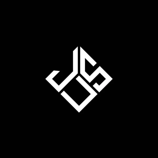 Diseño Del Logotipo Letra Jus Sobre Fondo Negro Jus Iniciales — Archivo Imágenes Vectoriales