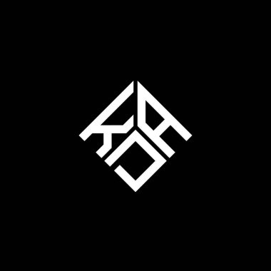 Siyah arka planda KDA harf logosu tasarımı. KDA yaratıcı harfler logosu konsepti. KDA harf tasarımı.