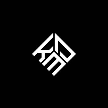 Siyah arkaplanda KMD harf logosu tasarımı. KMD yaratıcı harflerin baş harfleri logo kavramı. KMD harf tasarımı.