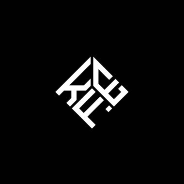 Siyah arkaplanda KFE harf logosu tasarımı. KFE yaratıcı harflerin baş harfleri logo kavramı. KFE harf tasarımı.