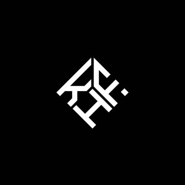 Siyah arkaplanda KHF harf logosu tasarımı. KHF yaratıcı harflerin baş harfleri logo kavramı. KHF harf tasarımı.