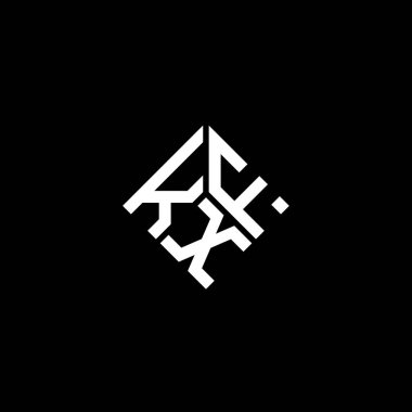 Siyah arkaplanda KXF harf logosu tasarımı. KXF yaratıcı harflerin baş harfleri logo kavramı. KXF harf tasarımı.