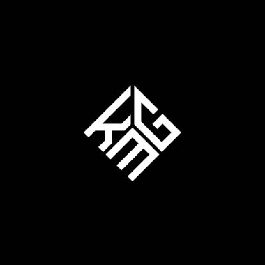 Siyah arkaplanda KMG harf logosu tasarımı. KMG yaratıcı harflerin baş harfleri logo kavramı. KMG harf tasarımı.