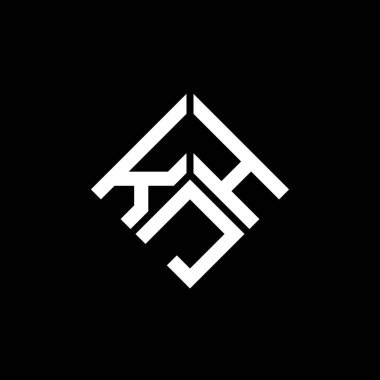 Siyah arkaplanda KJH harf logosu tasarımı. KJH yaratıcı harflerin baş harfleri logo kavramı. KJH harf tasarımı.