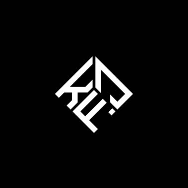 Siyah arkaplanda KFJ harf logosu tasarımı. KFJ yaratıcı harflerin baş harfleri logo kavramı. KFJ harf tasarımı.