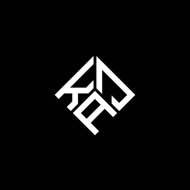 Siyah arka planda KAJ harfi logo tasarımı. KAJ yaratıcı harflerin baş harfleri logo kavramı. KAJ harf tasarımı.