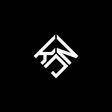 Siyah arkaplanda KJN harf logosu tasarımı. KJN yaratıcı harflerin baş harfleri logo kavramı. KJN harf tasarımı.