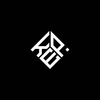 Siyah arkaplanda KEP harf logosu tasarımı. KEP yaratıcı harflerin baş harfleri logo kavramı. KEP harf tasarımı.