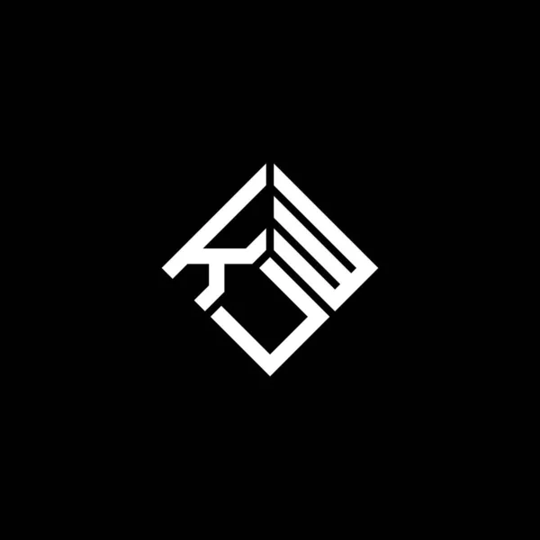 黒の背景にKuw文字のロゴデザイン Kuwクリエイティブイニシャルレターロゴコンセプト Kuw手紙デザイン — ストックベクタ