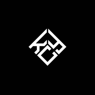 Siyah arkaplanda KCY harf logosu tasarımı. KCY yaratıcı harflerin baş harfleri logo kavramı. KCY harf tasarımı.