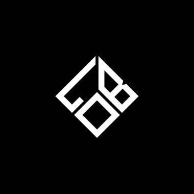 Siyah arka planda LOB harfi logo tasarımı. LOB yaratıcı harflerin baş harfleri logo kavramı. LOB harf tasarımı.