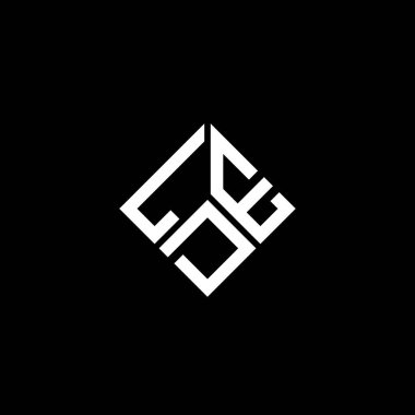 Siyah arkaplanda LDE harf logosu tasarımı. LDE yaratıcı harflerin baş harfleri logo kavramı. LDE harf tasarımı.